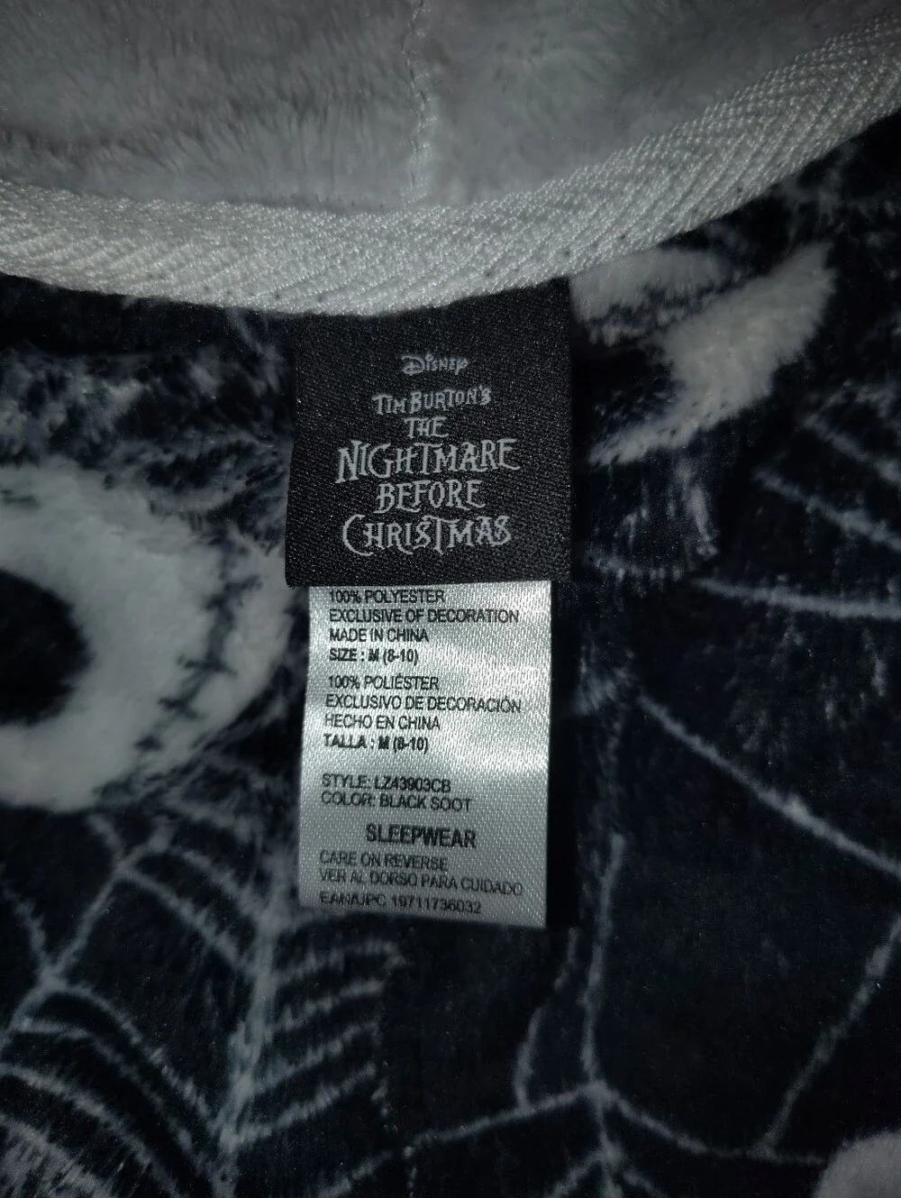 Jack Skellington One-Piece Pajama Romper - Black & White - Picture 5 of 6